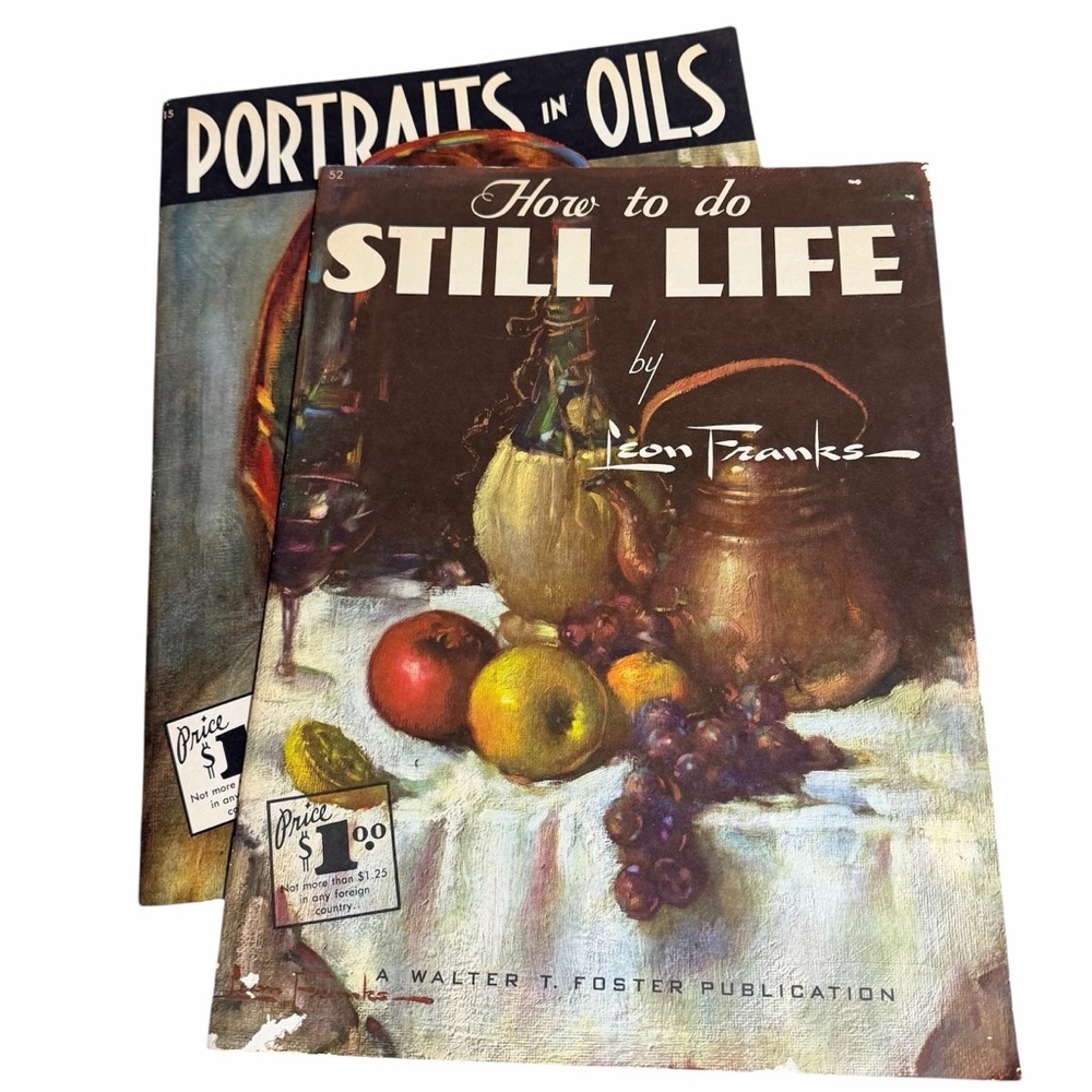Set of 2 Vintage Still Life Art & Portrait Instruction Books for oil painting